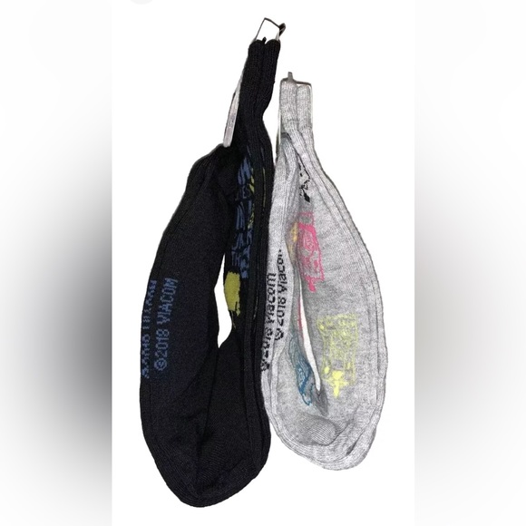 SpongeBob Crew Socks 2 Pair Men 6.5-12 Black Gray w Faces & Pineapple NEW! Nick - Picture 5 of 8